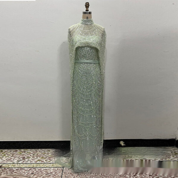 Pearl Embroidery Material Evening Party Dress