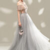 Ladies Evening Dress Gray Long Banquet Temperament