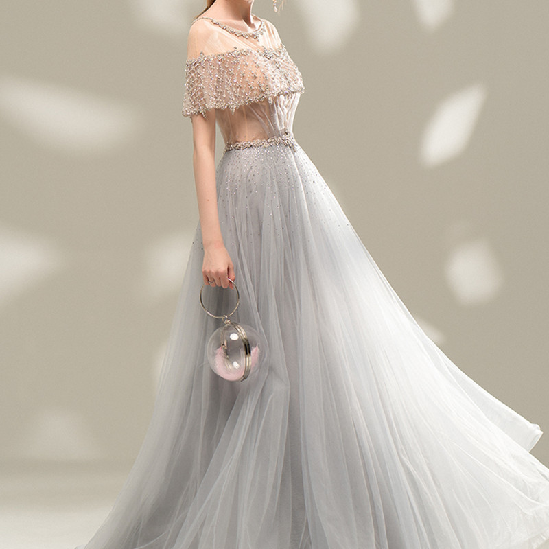ladies-evening-dress-gray-long-banquet-temperament