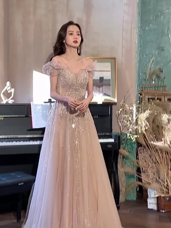 Banquet Host Small Evening Dress Women's Slim Bridesmaid Dress