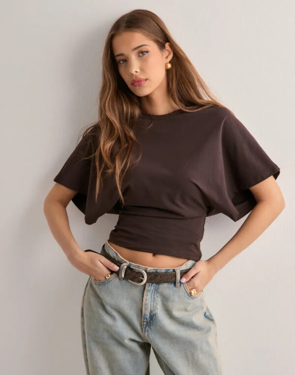 Summer Batwing Sleeve T-shirt Ins Fashion Round Neck Pullover Short-sleeved Tops