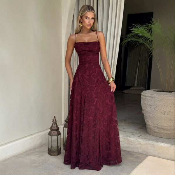 95638488-6288-45e7-b5ab-21cecbc8a11a.jpg Slim-fit Sling Backless Lace Up Design Dress