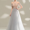 Ladies Evening Dress Gray Long Banquet Temperament