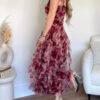 Elegant Floral Ruffled Suspender Dress