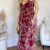 Elegant Floral Ruffled Suspender Dress