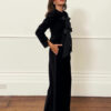 Black Velvet Bow Jacket & Wide-leg Pants Suit
