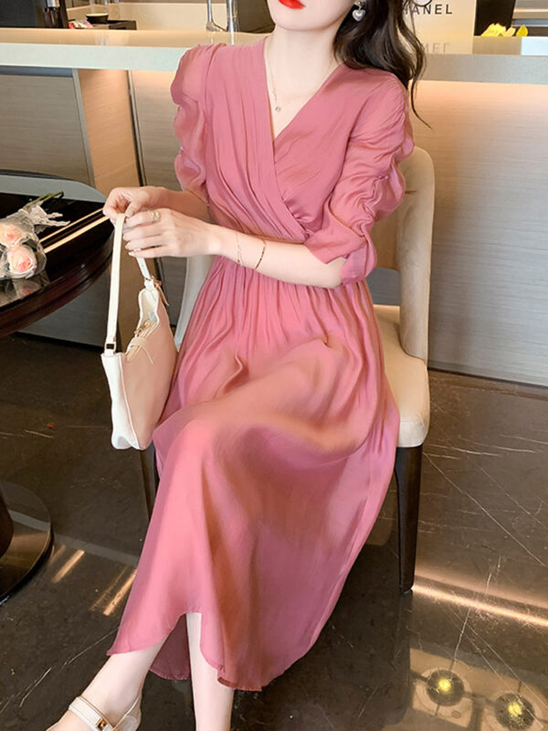 Women's Luxury French Tea Break V Neck Dress