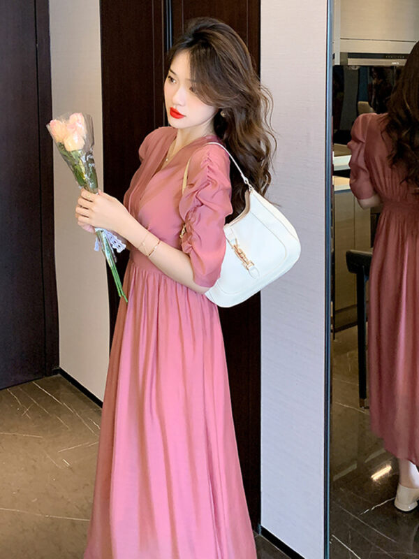 Women's Luxury French Tea Break V Neck Dress