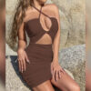 Womens Cross-Tie Hollowed-Out Bodycon Sexy Dress
