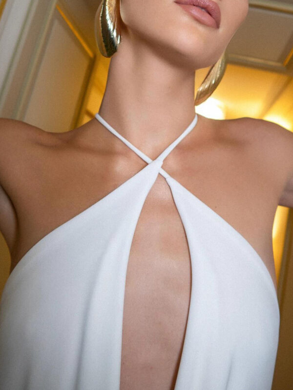 White Slouch Backless Bodycon Dress