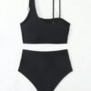 Women's Minimalist Asymmetrical Split Style Quick Drying Bikini Swimsuit