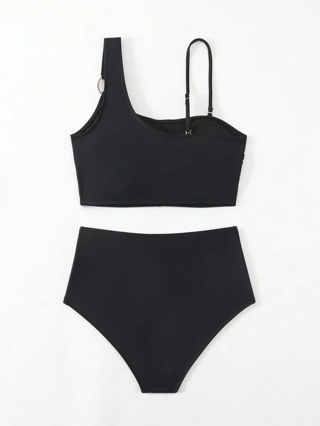 Women's Minimalist Asymmetrical Split Style Quick Drying Bikini Swimsuit