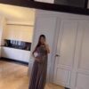 Pleated Ribbon Satin Evening Dress