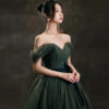 Banquet Evening Dress New Green Off-shoulder