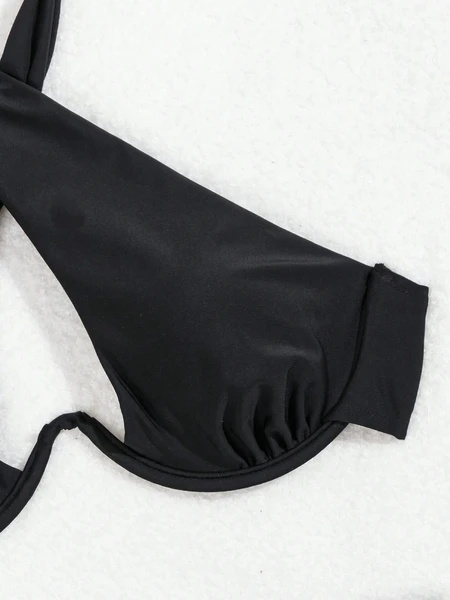 Women's Black Sexy  Two-piece Quick-dry Fabric Bikini Swimwear