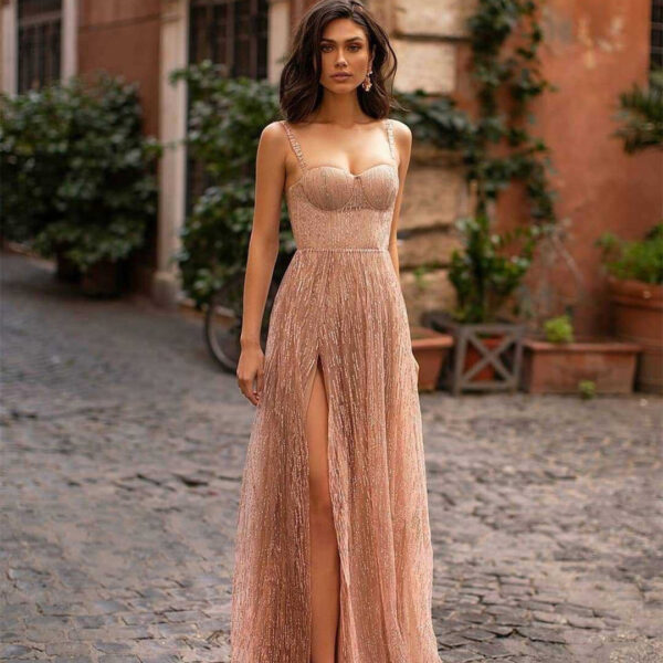 Sexy Ladies Sling Slit Dress Banquet Evening Dress