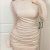 Stylish, Shimmering One-shoulder, Long-sleeved Bodycon Dress