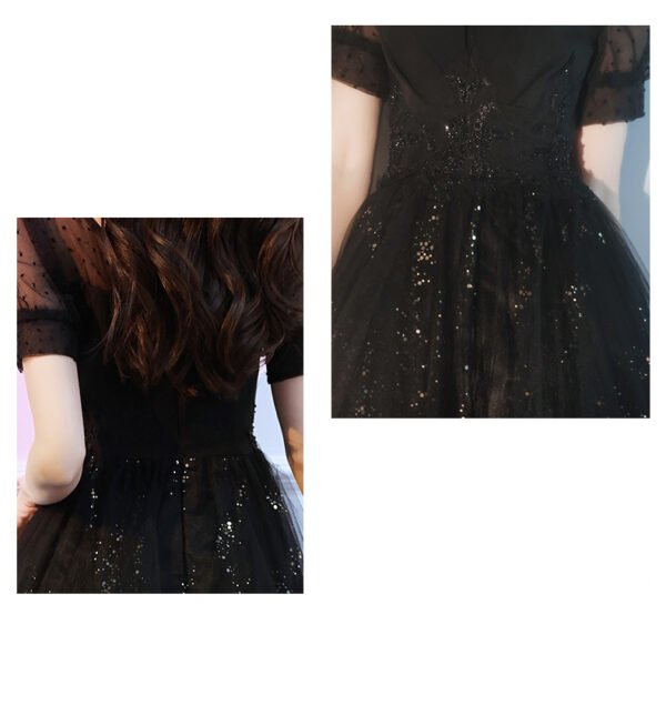 Black Sparkly Lace Cocktail Mini Prom Dress Evening Dress