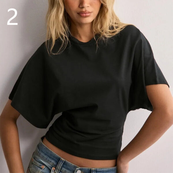 Summer Batwing Sleeve T-shirt Ins Fashion Round Neck Pullover Short-sleeved Tops