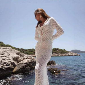 Hollow-out V-neck Long Sleeve Bodycon Dress