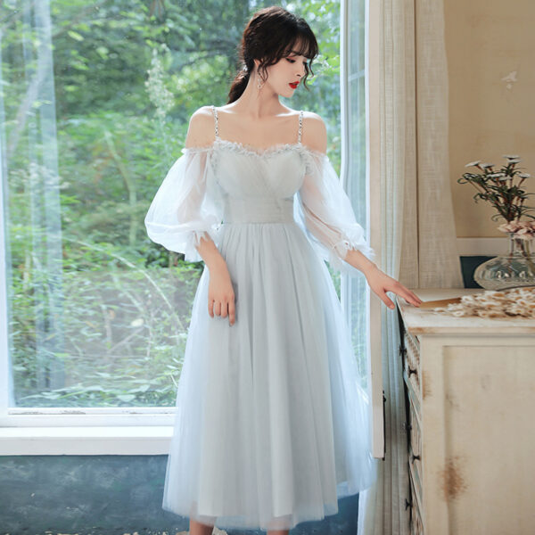 Banquet Evening Dress Princess Strap Yellow Forest Style