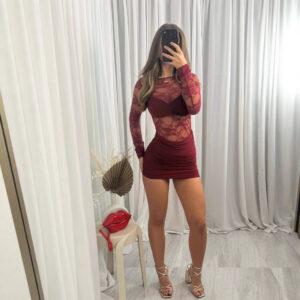 Sexy Lace Sheer Patchwork Solid Color Bodycon Backless Dress