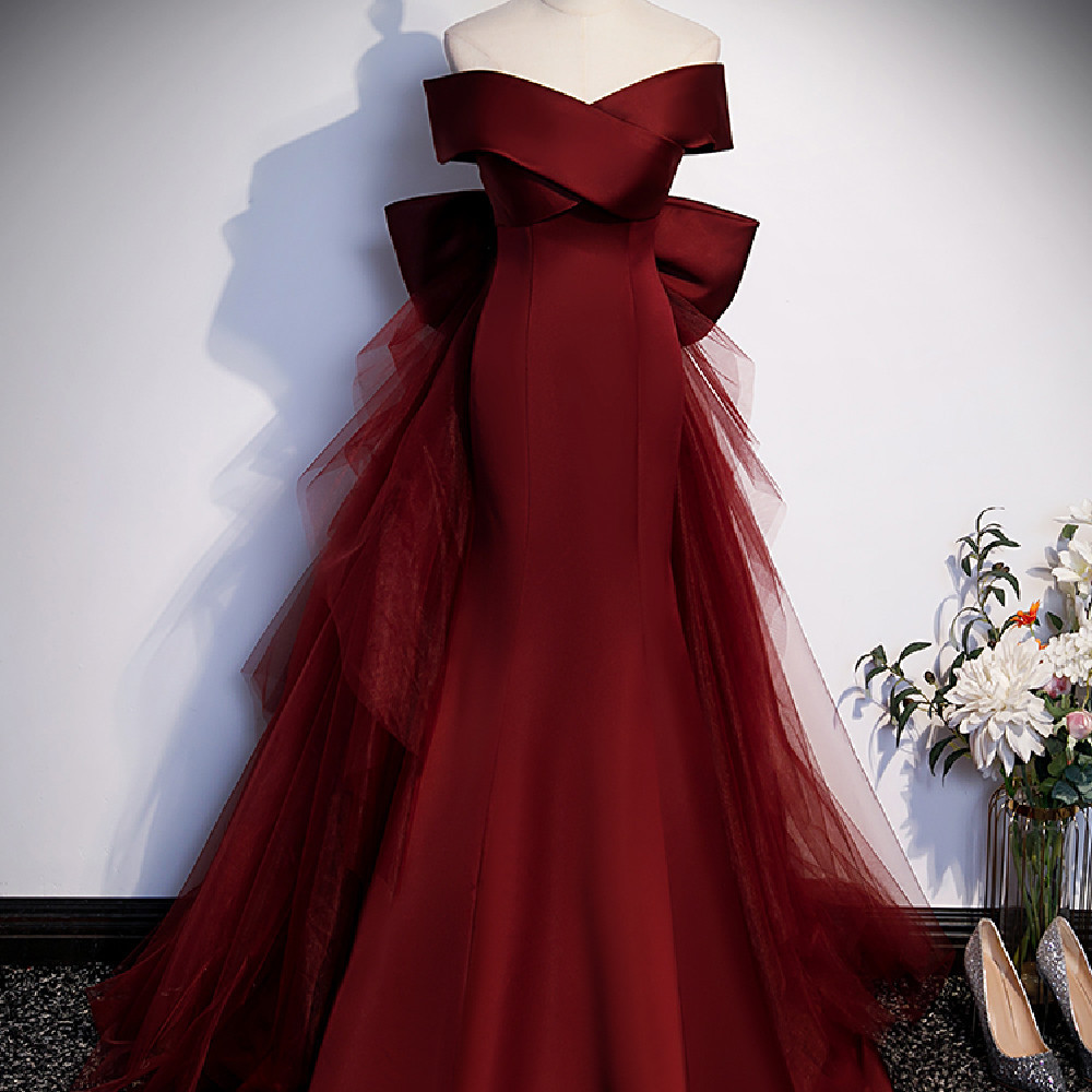 wine-red-fish-tail-evening-dress