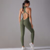 Solid Beauty-back Long Pants Bodysuit Women Sports Clothing