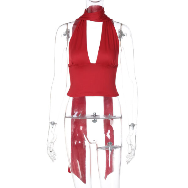 Deep V-neck Halter Tops Summer Fashion Y2K Sleeveless T-shirt