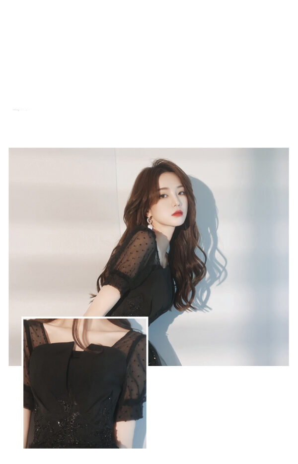 Black Sparkly Lace Cocktail Mini Prom Dress Evening Dress