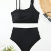 Women's Minimalist Asymmetrical Split Style Quick Drying Bikini Swimsuit