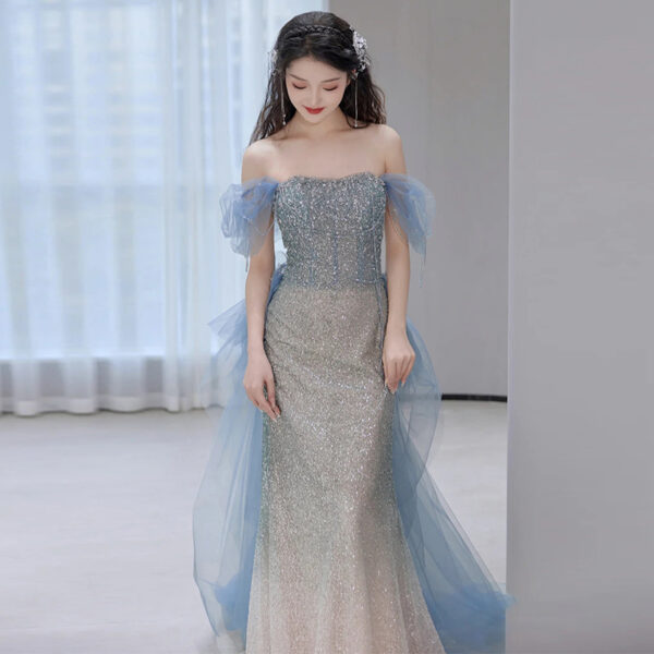 Off Shoulder Light Luxury Host Fish Tail Dress