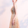 Elegant Long Golden Evening Dress Banquet