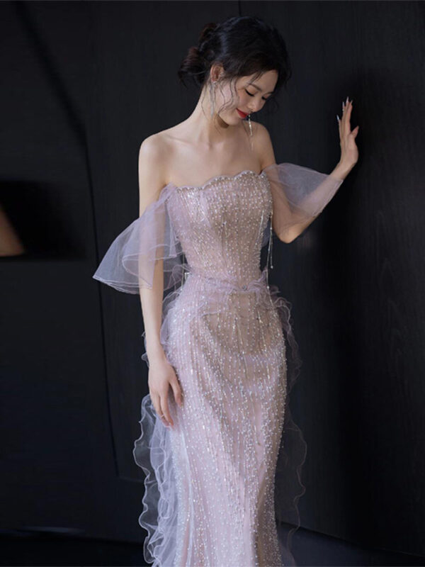 Evening Dress French Tube Top Bride Banquet Fishtail Dress