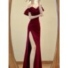 Long Evening Dress Strapless One-shoulder Dress For Women