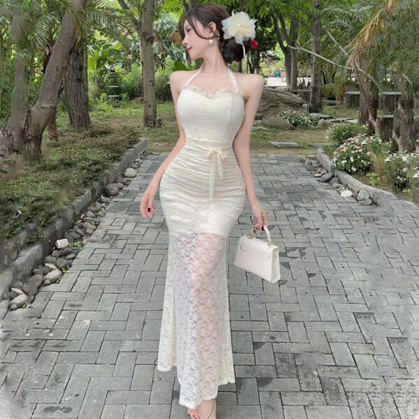Pure Desire Style Lace Halter Dress Female Summer Light Luxury
