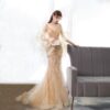 Golden Mermaid Evening Dress Ladies Banquet