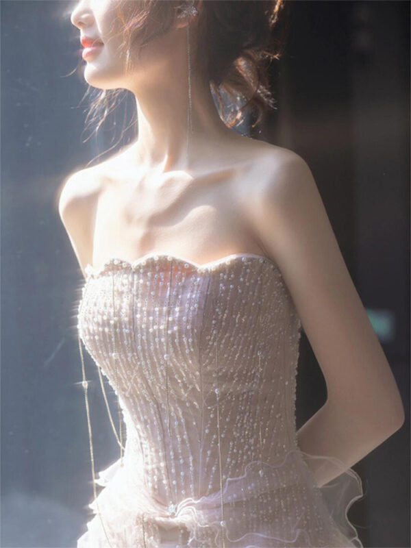 Evening Dress French Tube Top Bride Banquet Fishtail Dress