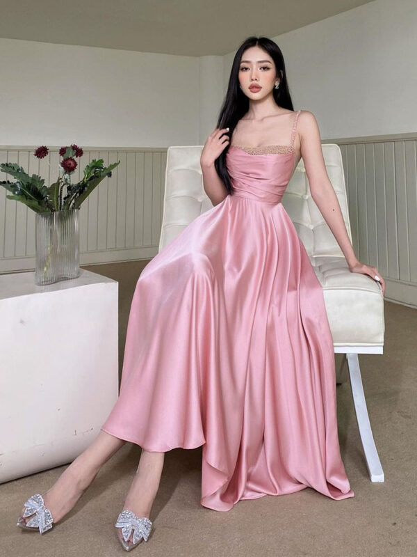 Women's Satin French Light Luxury Suspender Dress