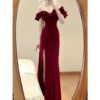 Long Evening Dress Strapless One-shoulder Dress For Women