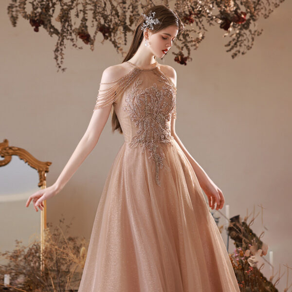 Heavy Industry Light Luxury Banquet Host Long Evening Dress