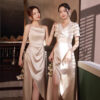 Simple And Light Luxury Satin Sisters Group Party Formal Dress