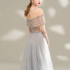 Ladies Evening Dress Gray Long Banquet Temperament