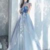 Blue Evening Dress Elegant Socialite