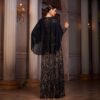Elegant Long Sleeve Round Neck Shawl Banquet Sequined A- Line Evening Dress