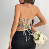 Y2K Floral Print Tube Vest Top With Back-tied Design INS Fashion Crop Corset Tank