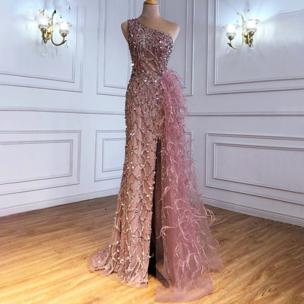 Slim Fit Fishtail Slit Long Banquet Evening Dress