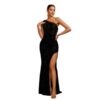 One-shoulder Slant Collar Sequined Slim-fit Sheath Banquet Split Evening Dress
