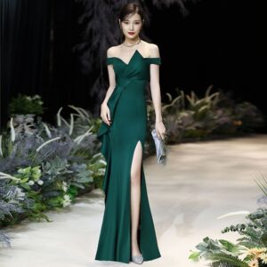 French Temperament Socialite Banquet Fishtail Sexy One-shoulder Evening Dress Female