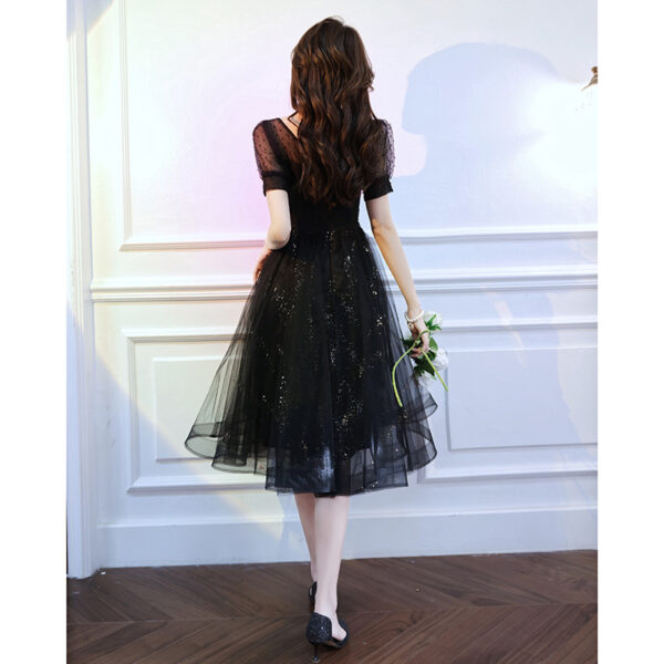 Black Sparkly Lace Cocktail Mini Prom Dress Evening Dress